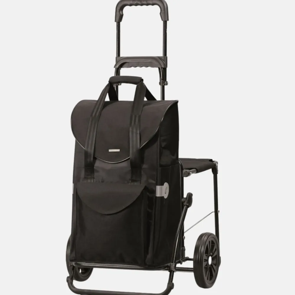 Boodschappentrolleys^Andersen Komfort Shopper Senta Stoel boodschappentrolley zwart