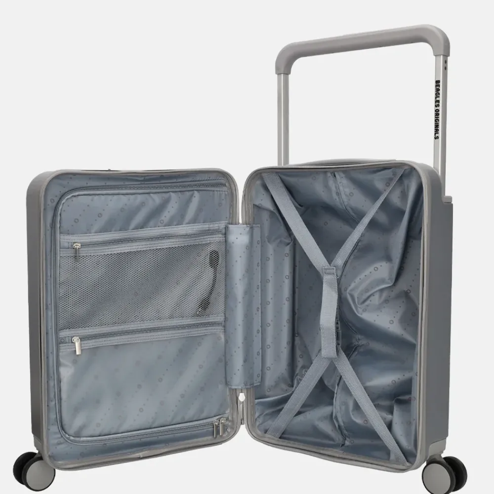 Handbagage Koffers^Beagles handbagage koffer 55 cm zilver