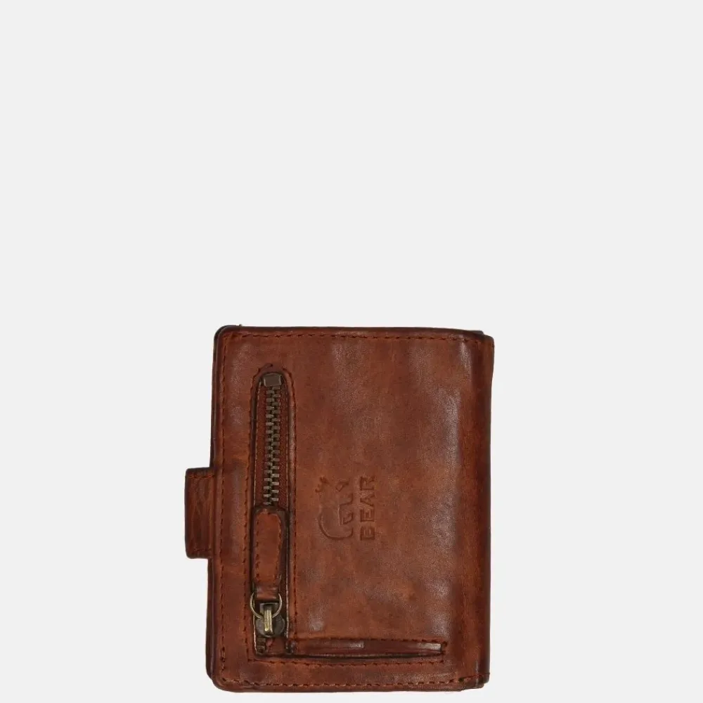 Heren Portemonnees | Gepersonaliseerde Portemonnees^Bear Design Kris billfold voor pasjeshouder cognac