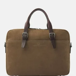 Heren Laptoptassen^Castelijn en Beerens Nubuck laptoptas 15 inch taupe