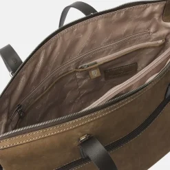 Dames Laptoptassen^Castelijn en Beerens Nubuck schoudertas 15 inch taupe