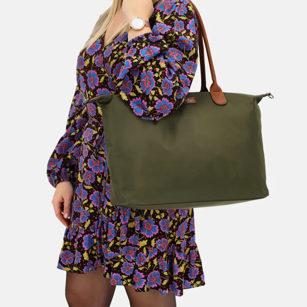 Schoolhandtassen | Dames Laptoptassen^Charm London Buckingham shopper met 15.6 inch laptopvak L olijfgroen