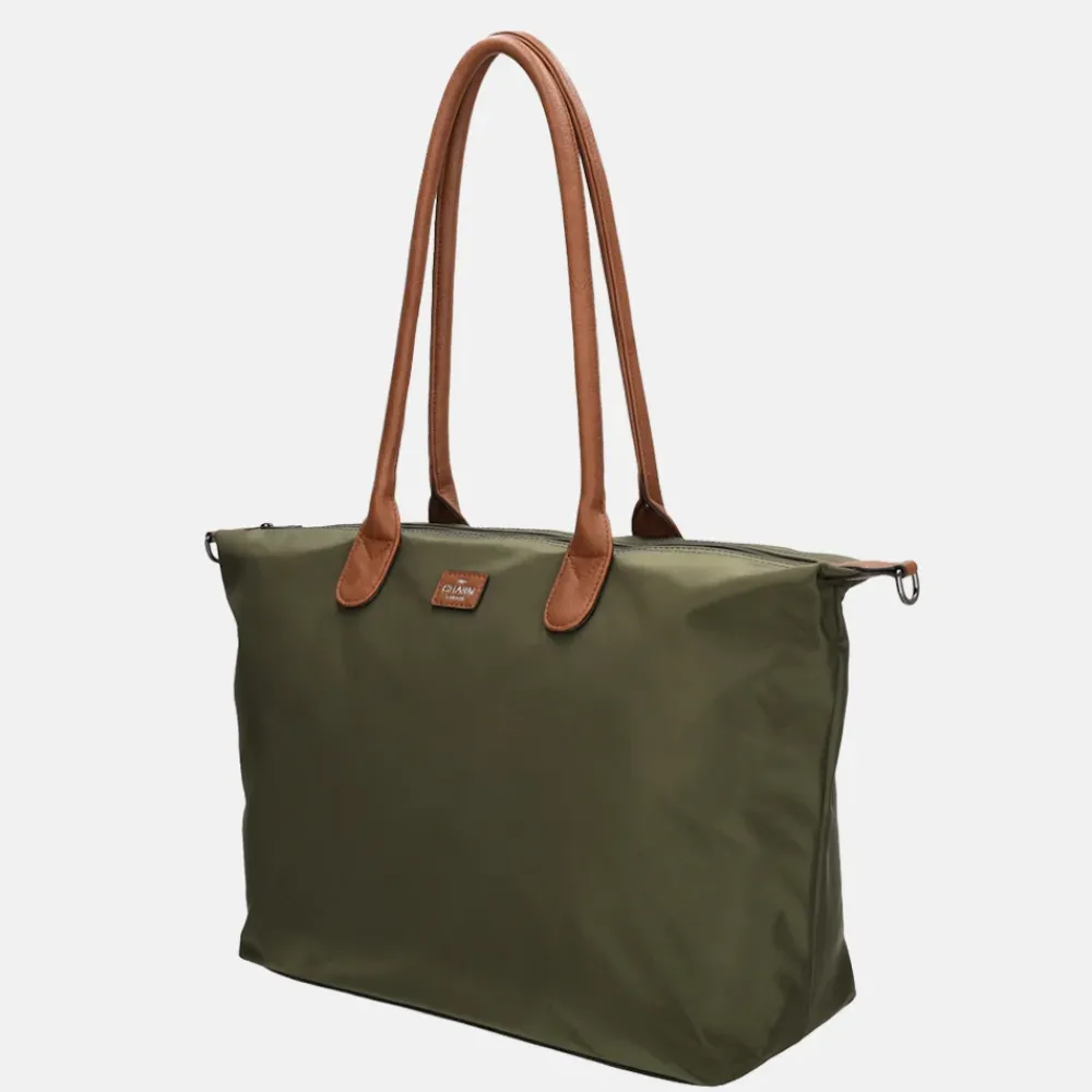 Schoolhandtassen | Dames Laptoptassen^Charm London Buckingham shopper met 15.6 inch laptopvak L olijfgroen