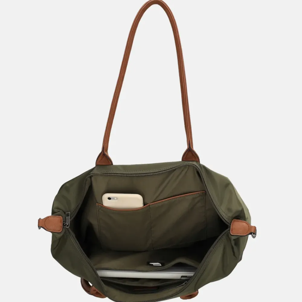 Schoolhandtassen | Dames Laptoptassen^Charm London Buckingham shopper met 15.6 inch laptopvak L olijfgroen