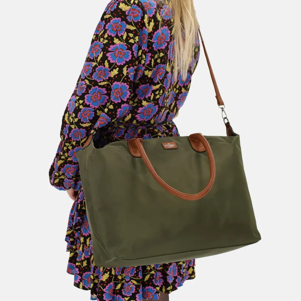Schoolhandtassen | Dames Laptoptassen^Charm London Buckingham shopper met 15.6 inch laptopvak L olijfgroen