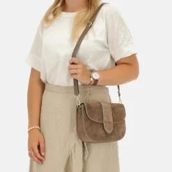 Crossbody Tassen^Charm London crossbody tas donkertaupe