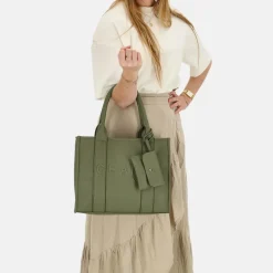 Shoppers^Charm London Debossed shopper M natuur groen