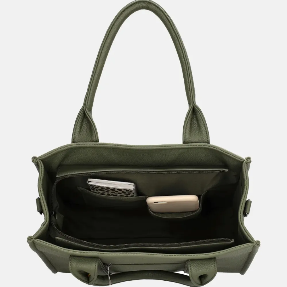 Shoppers^Charm London Debossed shopper M natuur groen