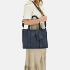 Shoppers^Charm London Debossed shopper M blauw