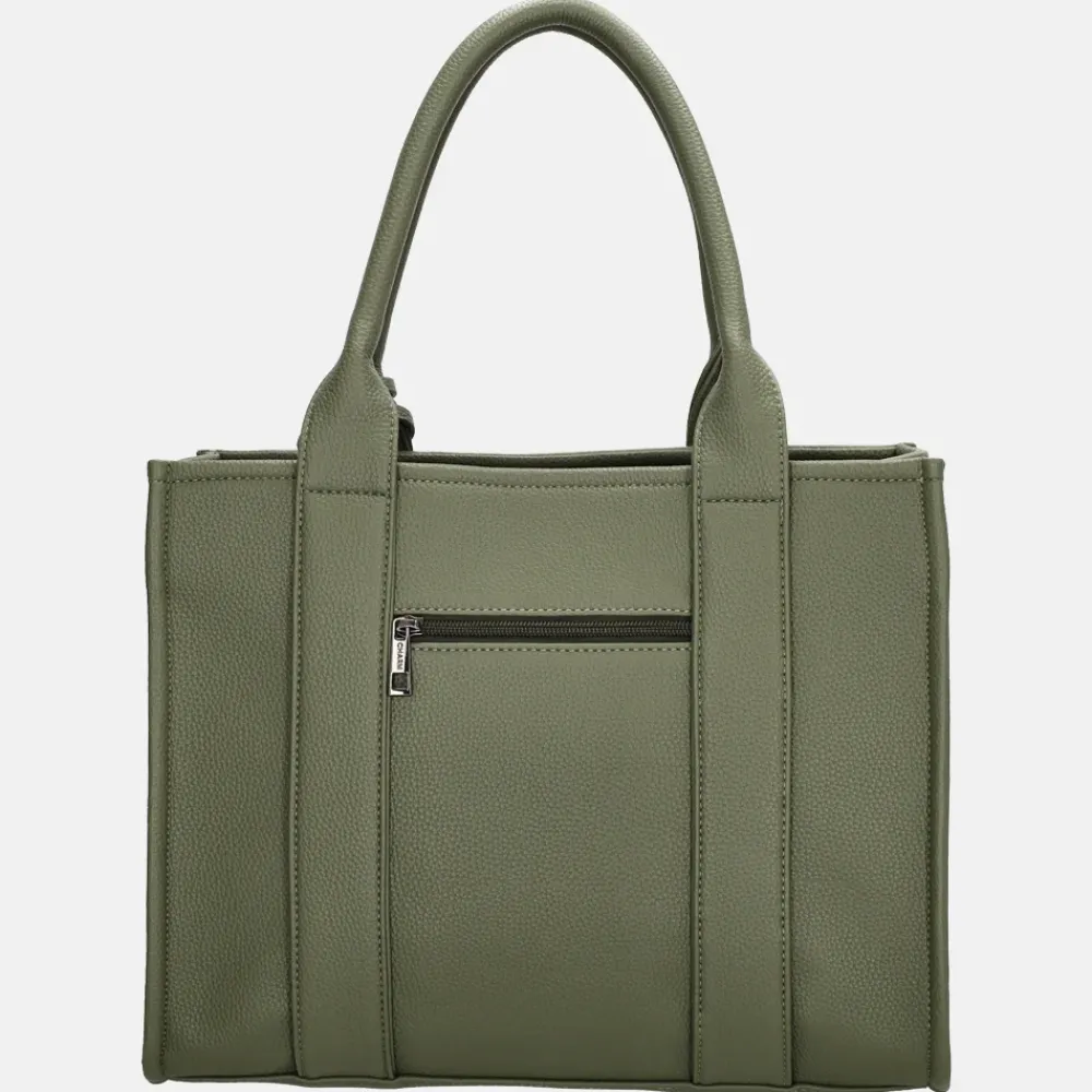 Shoppers^Charm London Debossed shopper M natuur groen