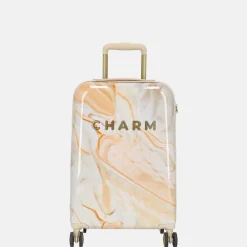 Handbagage Koffers^Charm London marble handbagage koffer 54 cm creme