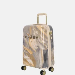 Handbagage Koffers^Charm London marble handbagage koffer 54 cm lichtgrijs