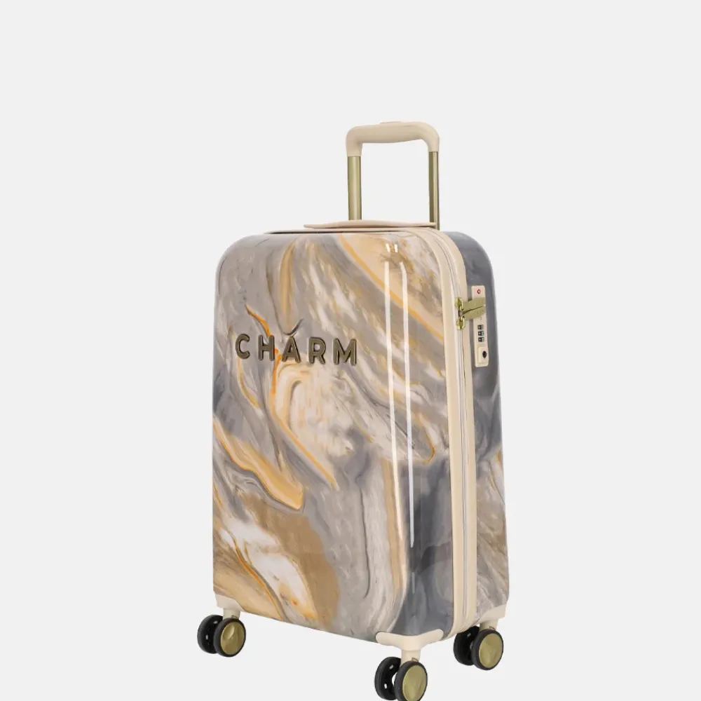 Handbagage Koffers^Charm London marble handbagage koffer 54 cm lichtgrijs