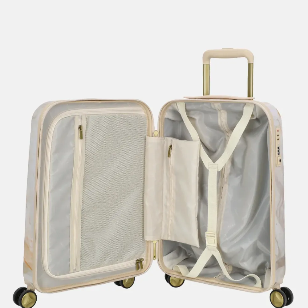 Handbagage Koffers^Charm London marble handbagage koffer 54 cm creme
