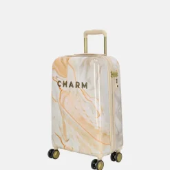 Handbagage Koffers^Charm London marble handbagage koffer 54 cm creme