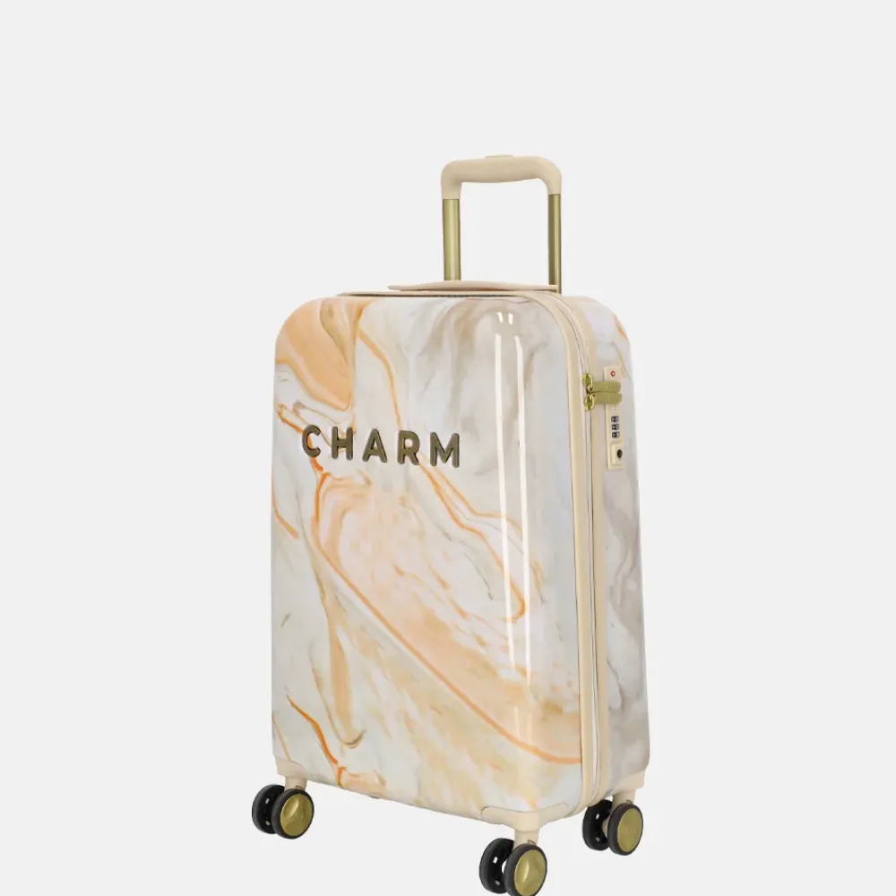Handbagage Koffers^Charm London marble handbagage koffer 54 cm creme