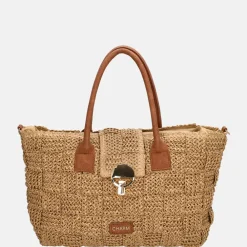 Handtassen^Charm London Margate handtas riet natuur