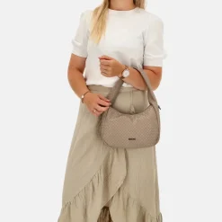 Schoudertassen^Charm London Maribello schoudertas taupe