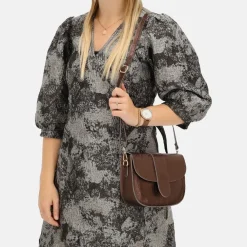 Crossbody Tassen^Charm London metallic crossbody tas donkerbruin