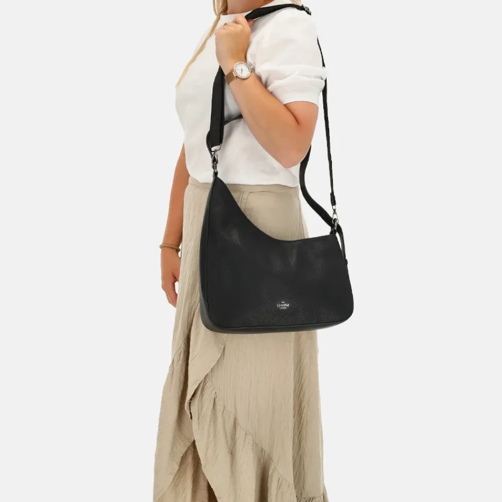 Schoudertassen^Charm London Mondmarte schoudertas zwart