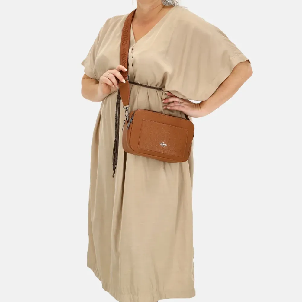 Crossbody Tassen^Charm London Pentonville crossbody tas cognac