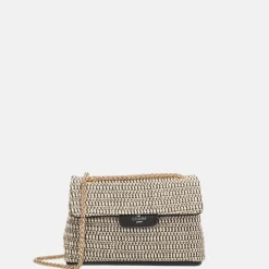 Schoudertassen^Charm London Raffia schoudertas zwart beige