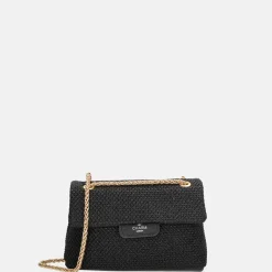 Schoudertassen^Charm London Raffia schoudertas zwart