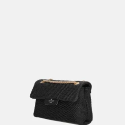 Schoudertassen^Charm London Raffia schoudertas zwart