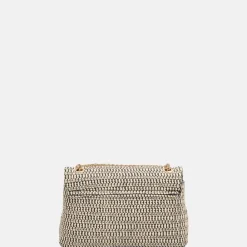 Schoudertassen^Charm London Raffia schoudertas zwart beige