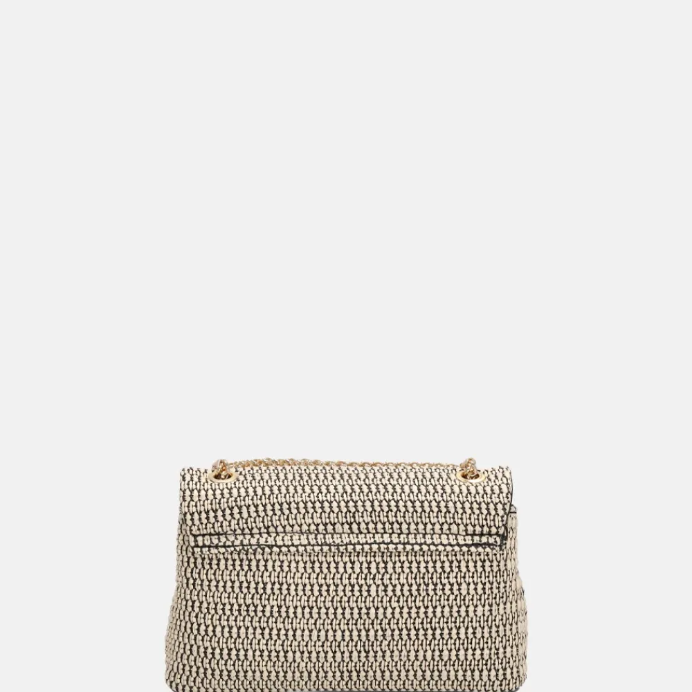 Schoudertassen^Charm London Raffia schoudertas zwart beige