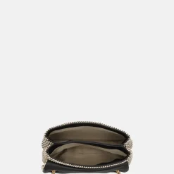 Schoudertassen^Charm London Raffia schoudertas zwart beige