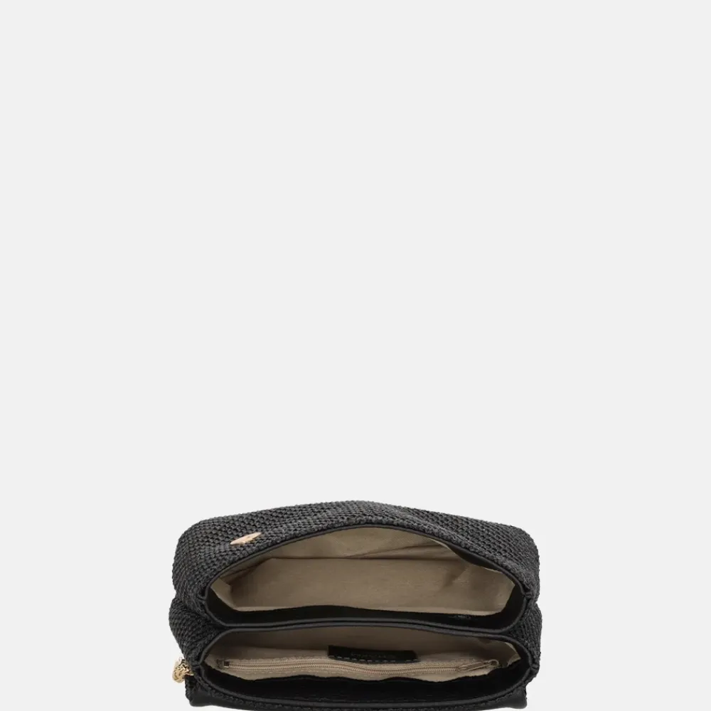 Schoudertassen^Charm London Raffia schoudertas zwart