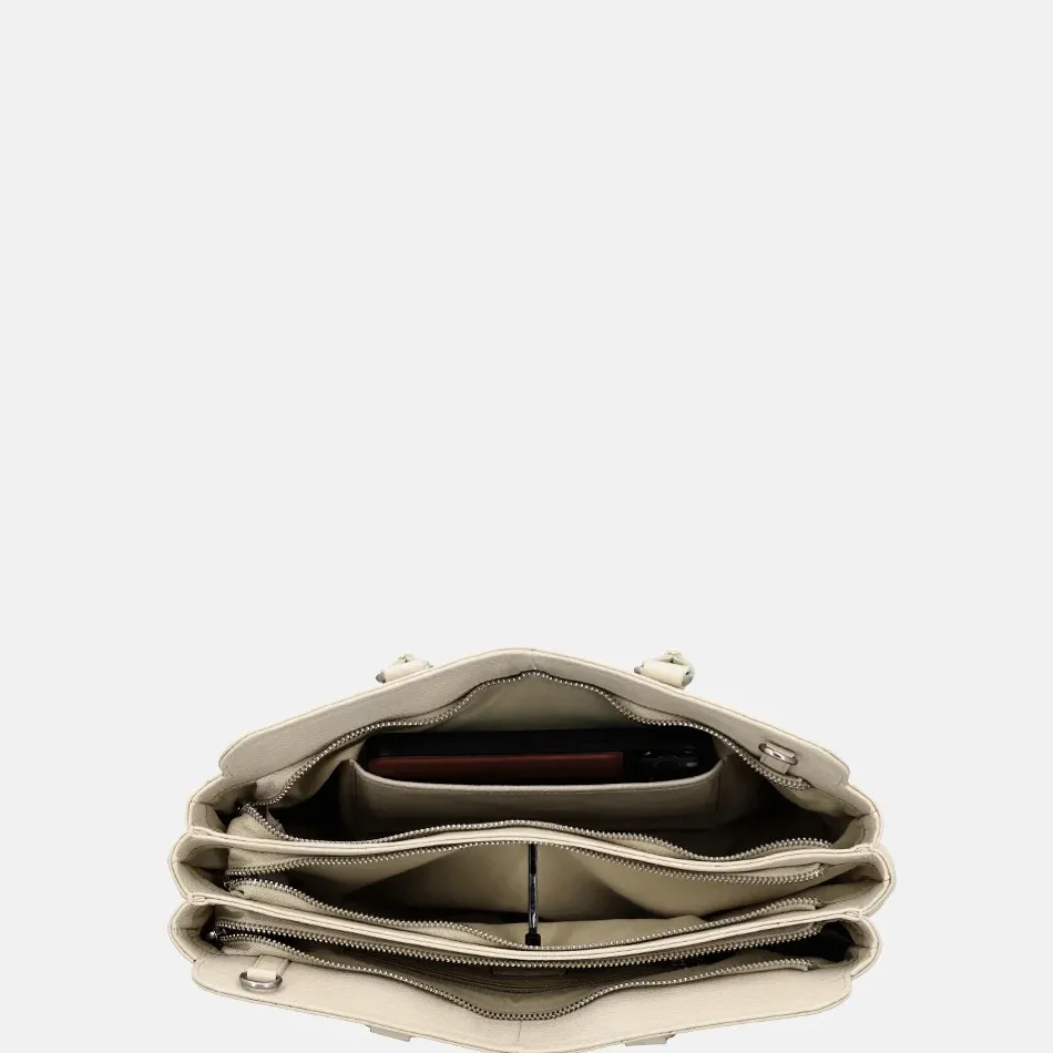 Handtassen^Charm London Washington handtas creme