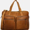 Heren Laptoptassen^Chesterfield laptoptas 17 inch cognac