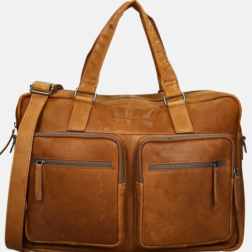 Heren Laptoptassen^Chesterfield laptoptas 17 inch cognac