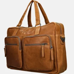 Heren Laptoptassen^Chesterfield laptoptas 17 inch cognac