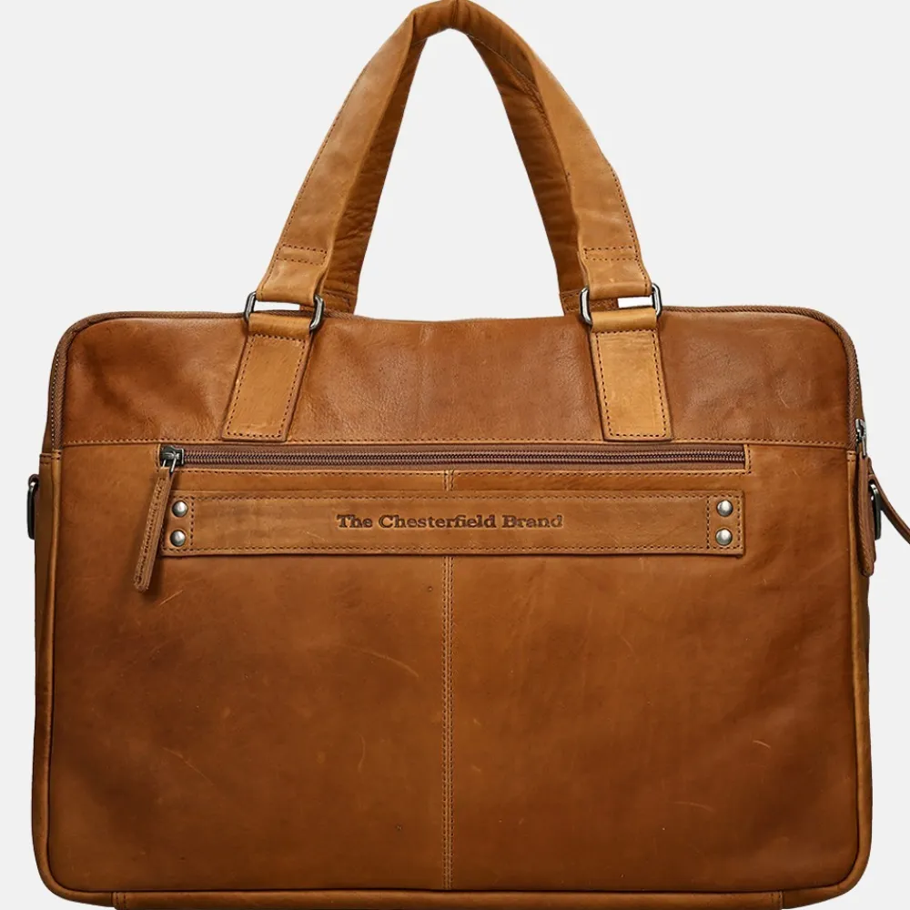 Heren Laptoptassen^Chesterfield laptoptas 17 inch cognac
