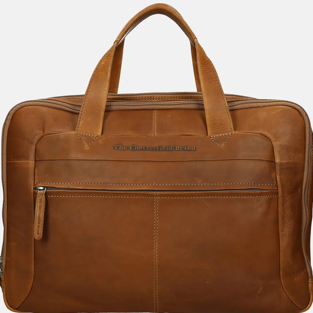 Heren Laptoptassen^Chesterfield Ryan laptoptas 17 inch cognac