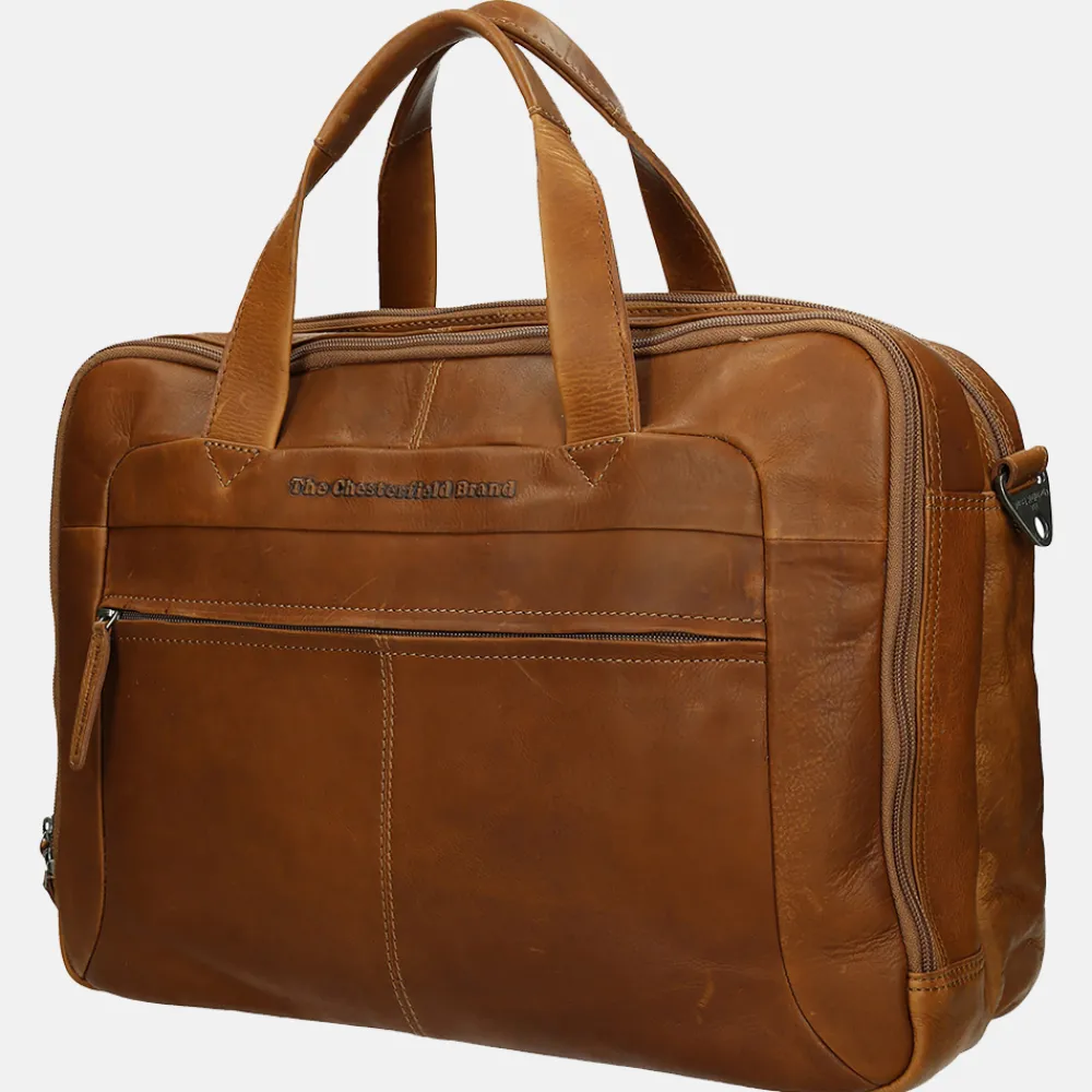 Heren Laptoptassen^Chesterfield Ryan laptoptas 17 inch cognac