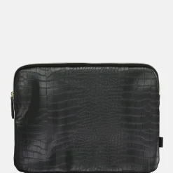 School Accessoires | Laptophoezen^Duifhuizen croco laptophoes 13 inch zwart