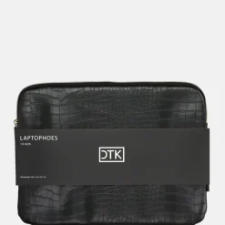 School Accessoires | Laptophoezen^Duifhuizen croco laptophoes 13 inch zwart