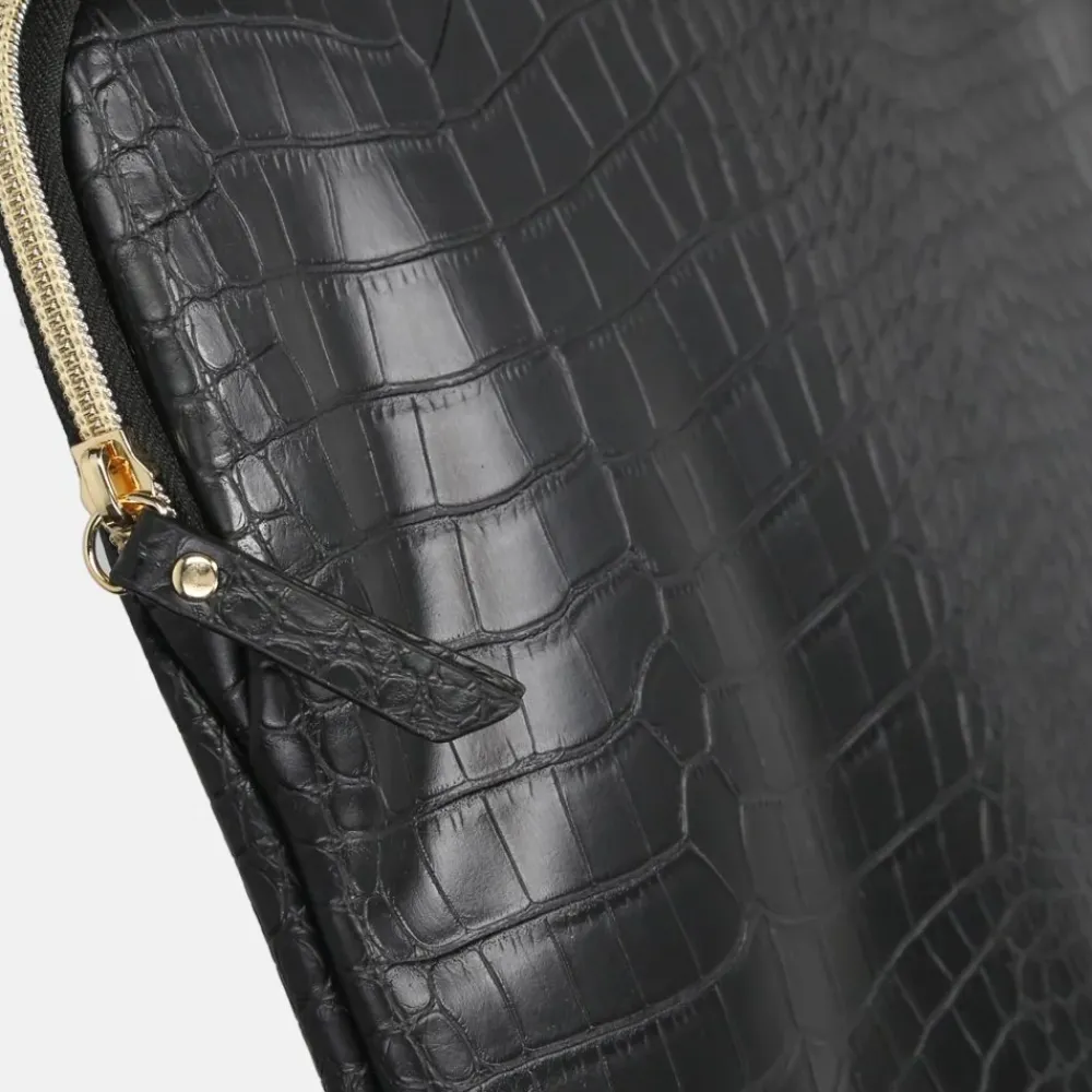School Accessoires | Laptophoezen^Duifhuizen croco laptophoes 13 inch zwart