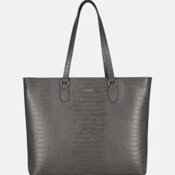 Schoolhandtassen | Dames Laptoptassen^Duifhuizen croco shopper met laptopvak middengrijs