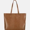 Schoolhandtassen | Dames Laptoptassen^Duifhuizen croco shopper met laptopvak cognac