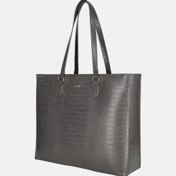 Schoolhandtassen | Dames Laptoptassen^Duifhuizen croco shopper met laptopvak middengrijs
