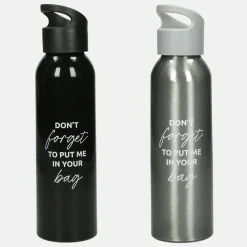 Drinkflessen | School Accessoires^Duifhuizen drinkfles zwart/zilver