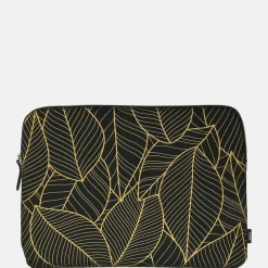 School Accessoires | Gepersonaliseerde Laptophoezen^Duifhuizen laptophoes 13 inch zwart goud blad