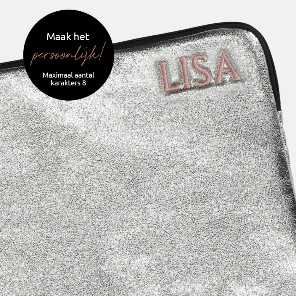 School Accessoires | Gepersonaliseerde Laptophoezen^Duifhuizen laptophoes 13 inch zilver