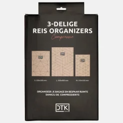 Inpakaccessoires^Duifhuizen packing cubes set compressie taupe