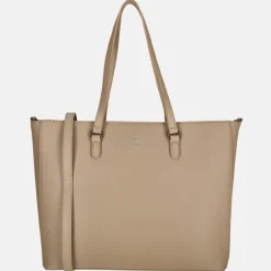 Shoppers^Duifhuizen Saffiano shopper L taupe